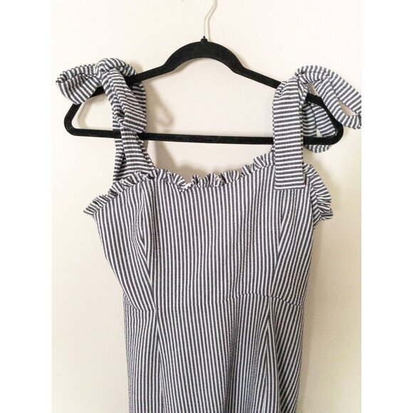 Koch Stella Mini Dress Ruffle Hem Striped Tie Straps M 8-10 - Picture 3 of 16